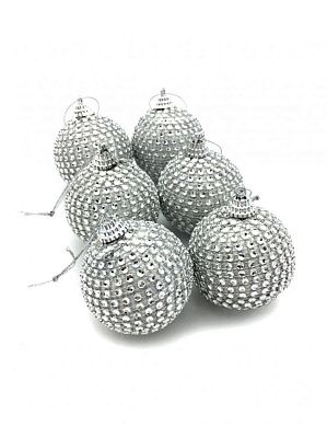 Набор шаров 6 см 6 шт серебряный L004/S