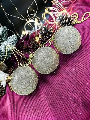 Набор шаров 8 см 3 шт золотой SY18353-8003/G