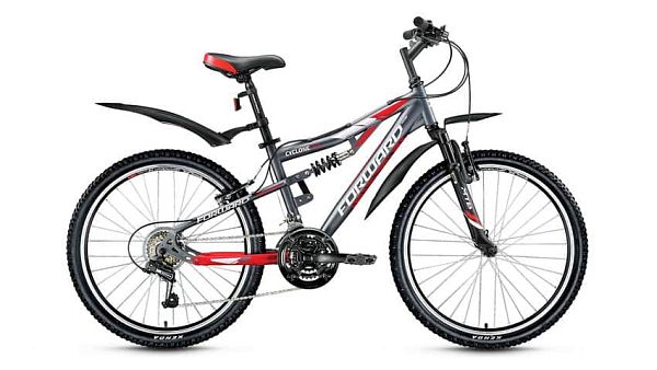 Велосипед горный двухподвес FORWARD Cyclone 2.0 24" 14,5" 18 ск. серый матовый FORWARD Cyclone 2.0 1