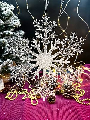 Елочная игрушка Снежинка  прозрачный 22 см Р-7521