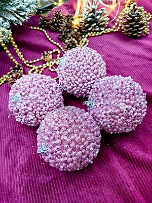 Набор шаров 10 см 4 шт розовый AL10-72pink