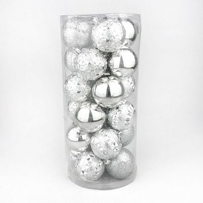 Набор шаров 6 см 24 шт серебристый PMP-3silver