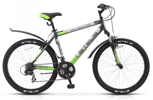 Велосипед горный STELS Navigator 600 V 26" 19" 18 ск. Серый-серебрянный-зеленый LU065858 