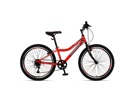 Велосипед горный MAXXPRO STEELY 24 LITE 24" 12" 6 ск. красно-черный N2400-4 2021