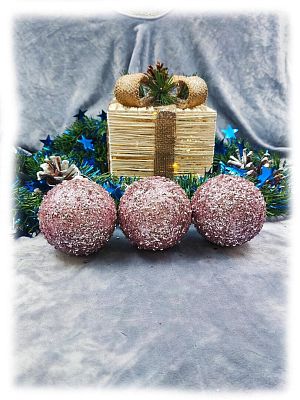 Набор шаров 8 см 3 шт розовый 8-96