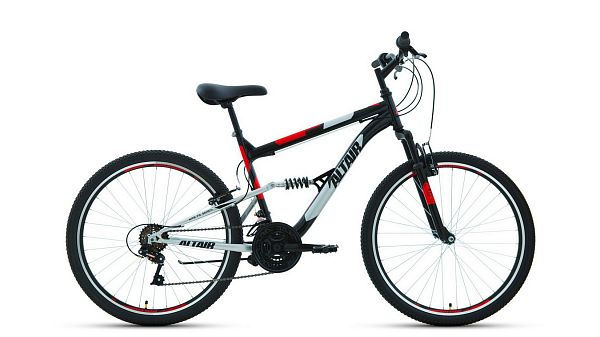 Велосипед горный двухподвес ALTAIR MTB FS 26 1.0 26" 16" черный/красный RBKT1F16E003 2021 г.
