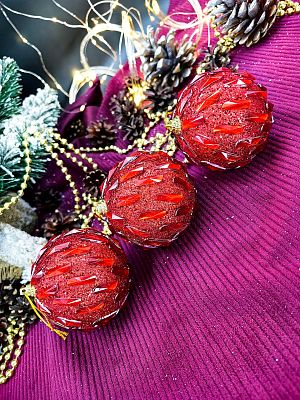 Набор шаров 8 см 3 шт красный 165730