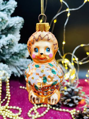 Елочная игрушка Ежик шампань 9 см, стекло  // ёжик L CHAM