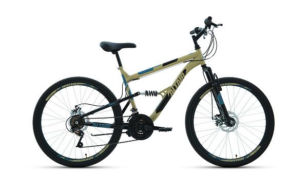 Велосипед горный ALTAIR MTB FS 26 2.0 disc 26" 18" бежевый/черный RBKT1F16E017 2021 г.