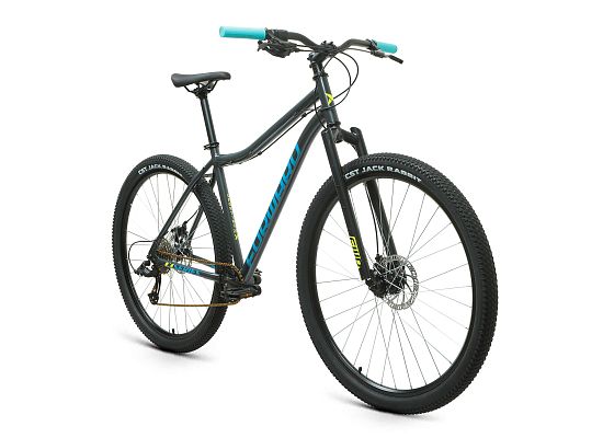 Велосипед горный FORWARD SPORTING 29 X D 29" 19" 9 ск. темно-серый/зеленый RBKW1M198012 2021 г.