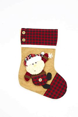 Носок рождественский Дед Мороз 42х30 см горчичный  9920683dm