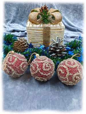 Набор шаров 8 см 3 шт красный 9111-6