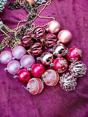 Набор шаров 5,5 см 20 шт вино/розовый Р-7220Wine/Pink