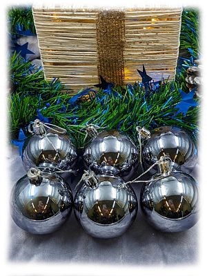 Набор шаров 6 см 6 шт серый 60SP06-01GR