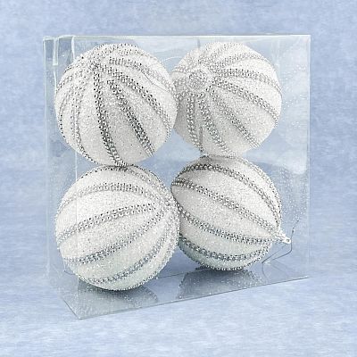 Набор шаров 8 см 4 шт белый 8-117