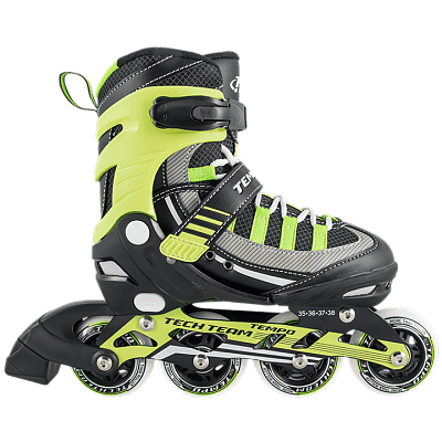 Роликовые коньки Tech Team Tempo, 39-42 Black - Light Green, , 00010977