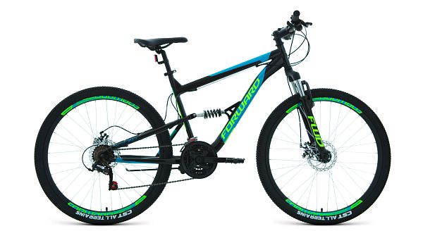 Велосипед горный двухподвес FORWARD RAPTOR 2.0 D 27.5" 18" черный/бирюзовый RBK22FW27787 2022 г.