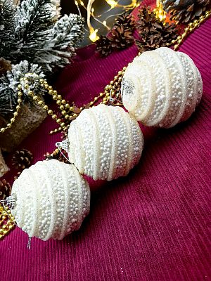 Набор шаров 8 см 3 шт молочный Р-7463