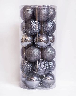 Набор шаров 8 см 24 шт серый 80AGV24-H09GRAY