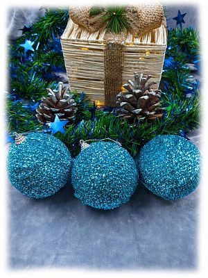 Набор шаров 8 см 3 шт синий 803-6