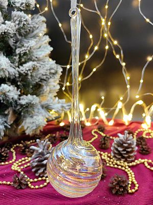 Елочная игрушка Подвеска прозрачный с переливом 8x24 см, стекло Merry Green MG24113