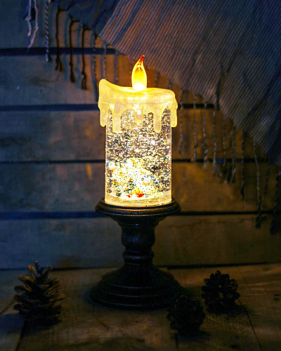 													Новогодний фонарик свеча Снеговик 24 см 1142 фото 2