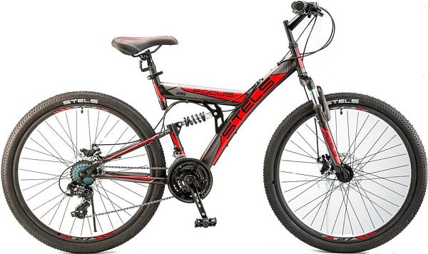 Велосипед горный двухподвес STELS Focus MD 26" 18" 21 ск. черно-красный LU073825 