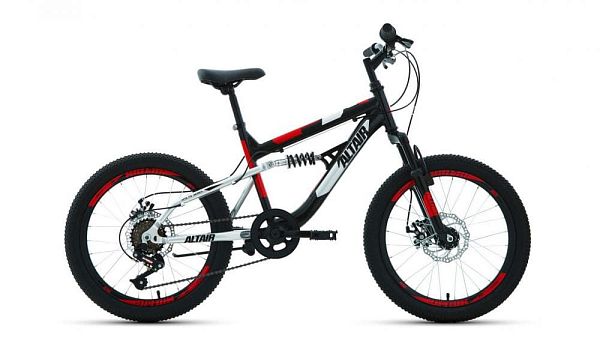 Велосипед горный ALTAIR MTB FS 20 disc 20" 13" 6 ск. черно-красный RBKT02N06002 2020