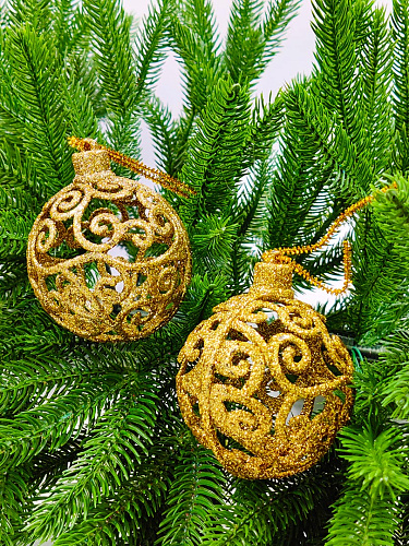 Набор шаров 8 см 2 шт золото 9920521 Набор шаров 8 см 2 шт золото 9920521