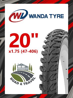 Велопокрышка Wanda 20"x1.75 (47-406) P182  черный RTRR20WND002