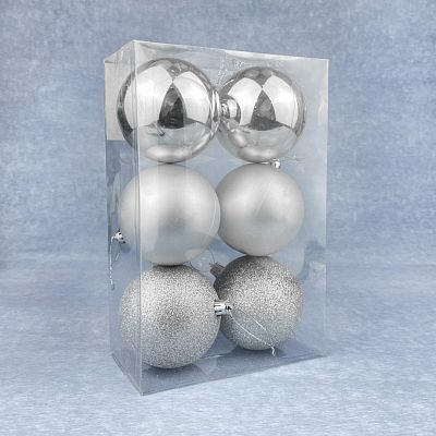 Набор шаров 8 см 6 шт серебряный 8006ABC/S