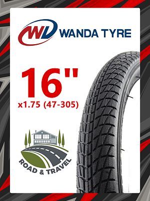 Велопокрышка Wanda 16"x1.75 (47-305) P1023  черный RTRR16WND001