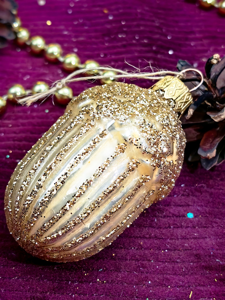 Елочная игрушка Желудь золото 7 см, стекло // желудь GOLD фото 3 Елочная игрушка Желудь золото 7 см, стекло // желудь GOLD фото 3