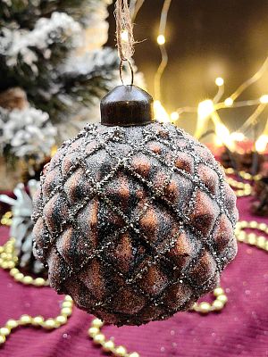 Шар темный бронзовый 8 см, стекло Merry Green MG24063