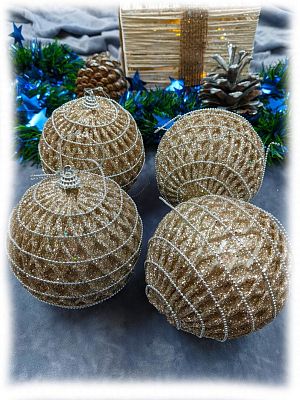 Набор шаров 10 см 4 шт шампань 104-191