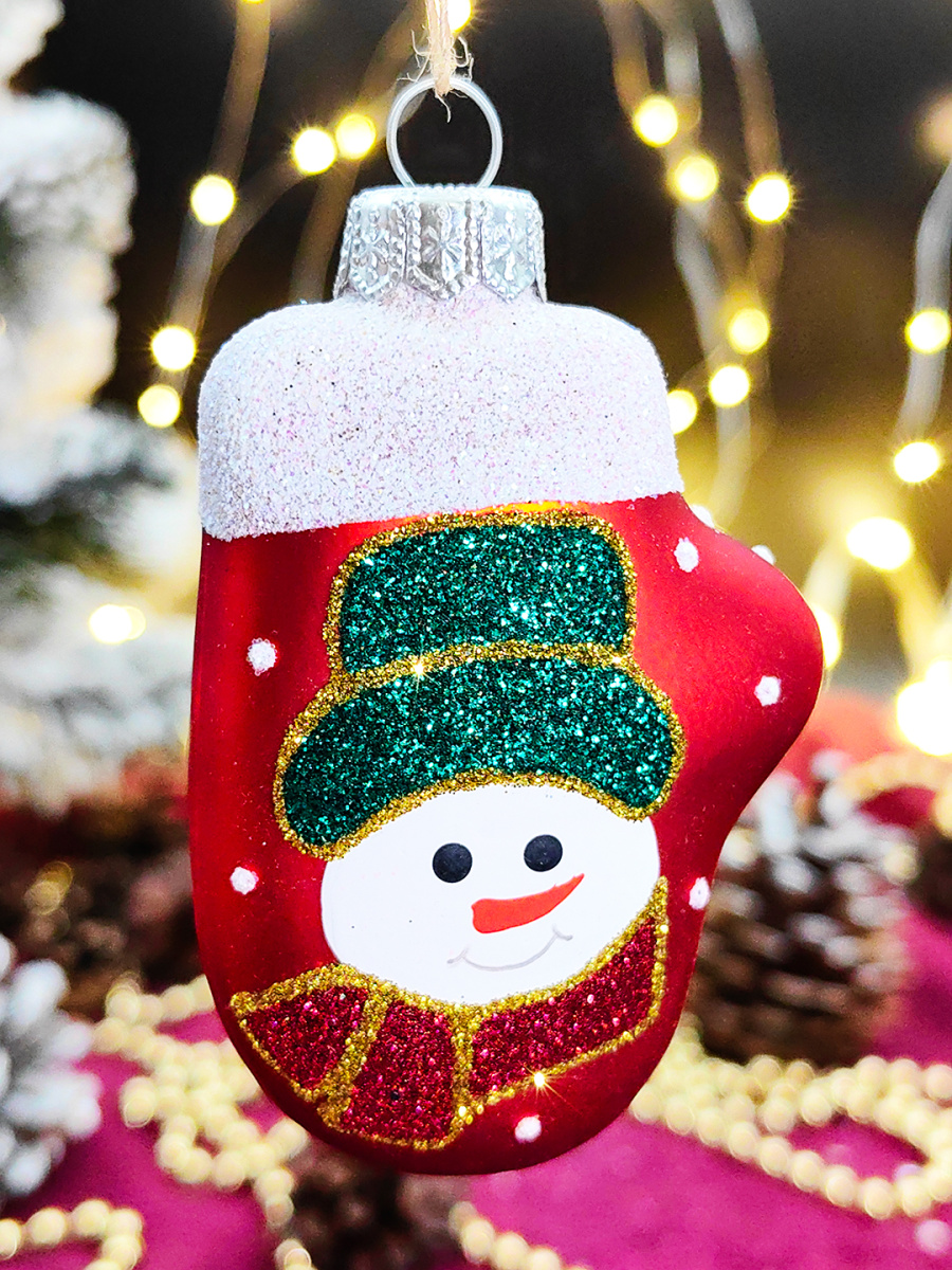 Елочная игрушка Варежка красный см, стекло // варежка RED Елочная игрушка Варежка красный см, стекло // варежка RED