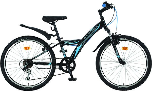 Велосипед горный Novatrack RACER 24" 12" 6 ск. черный 24SH6V.RACER.12BK8 