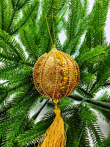 Шар с кистью 8 см 2 шт золотой 9920314 фото 2 Шар с кистью 8 см 2 шт золотой 9920314 фото 2