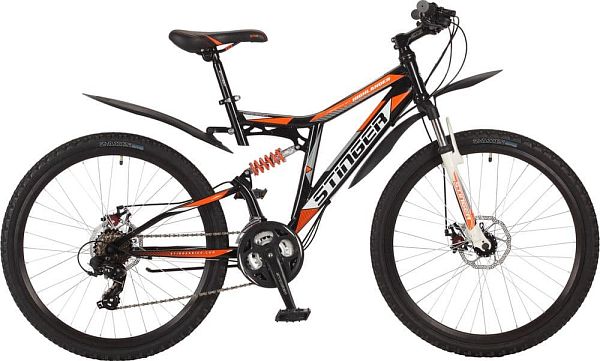 Велосипед горный двухподвес Stinger Highlander 200D 26" 16" 21 ск. черный 26SFD.HILAND2D.16BK7 