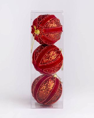 Набор шаров 8 см 3 шт красный 9920378