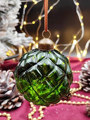 Шар лесной зелёный 8 см, стекло Merry Green MG24024