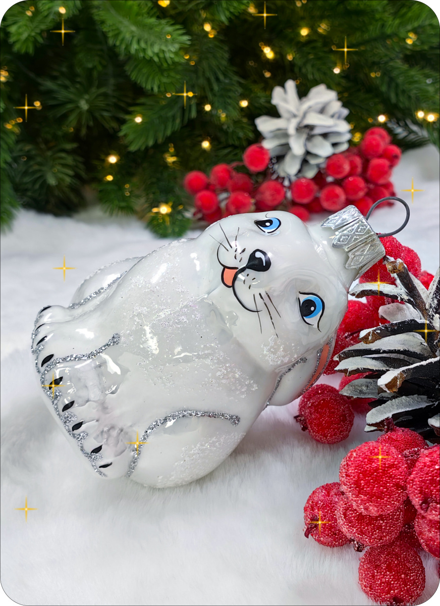 Елочная игрушка Зайчик белый 8 см, стекло // зайчик белый фото 4 Елочная игрушка Зайчик белый 8 см, стекло // зайчик белый фото 4