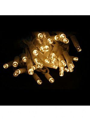 Светодиодная нить 10 м, белый теплый 80 LED, статичный с FLASH эффектом, провод белый, К130-421