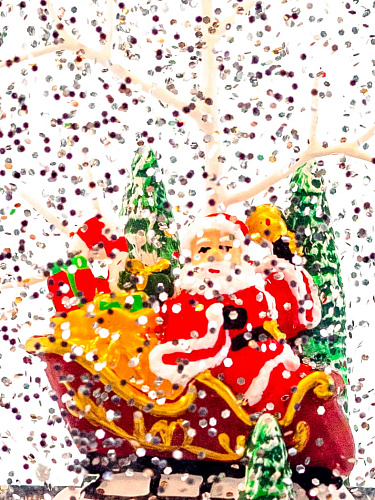													Новогодний фонарик музыкальный Дед Мороз на санях 24 см Р-5046-A/2101 фото 5