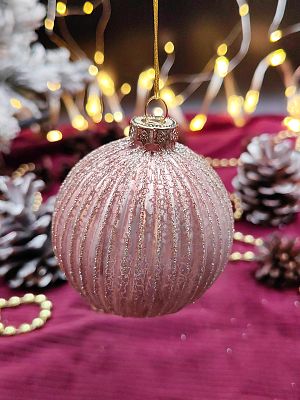 Шар розовый мармелад 8 см, стекло Merry Green MG24049