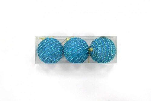 Набор шаров 8 см 3 шт голубой 9918099 Набор шаров 8 см 3 шт голубой 9918099