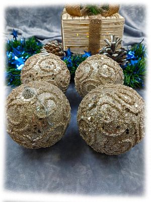 Набор шаров 10 см 4 шт шампань 104-17