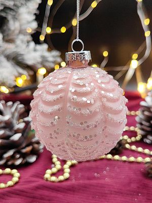 Шар жемчужно-розовый 8 см, стекло Merry Green MG24136