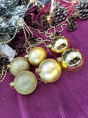 Набор шаров 7 см 6 шт золотой 7006ABC/G