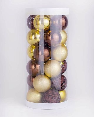 Набор шаров 6 см 24 шт кофе, золотой SY19STB-6024/CO/G